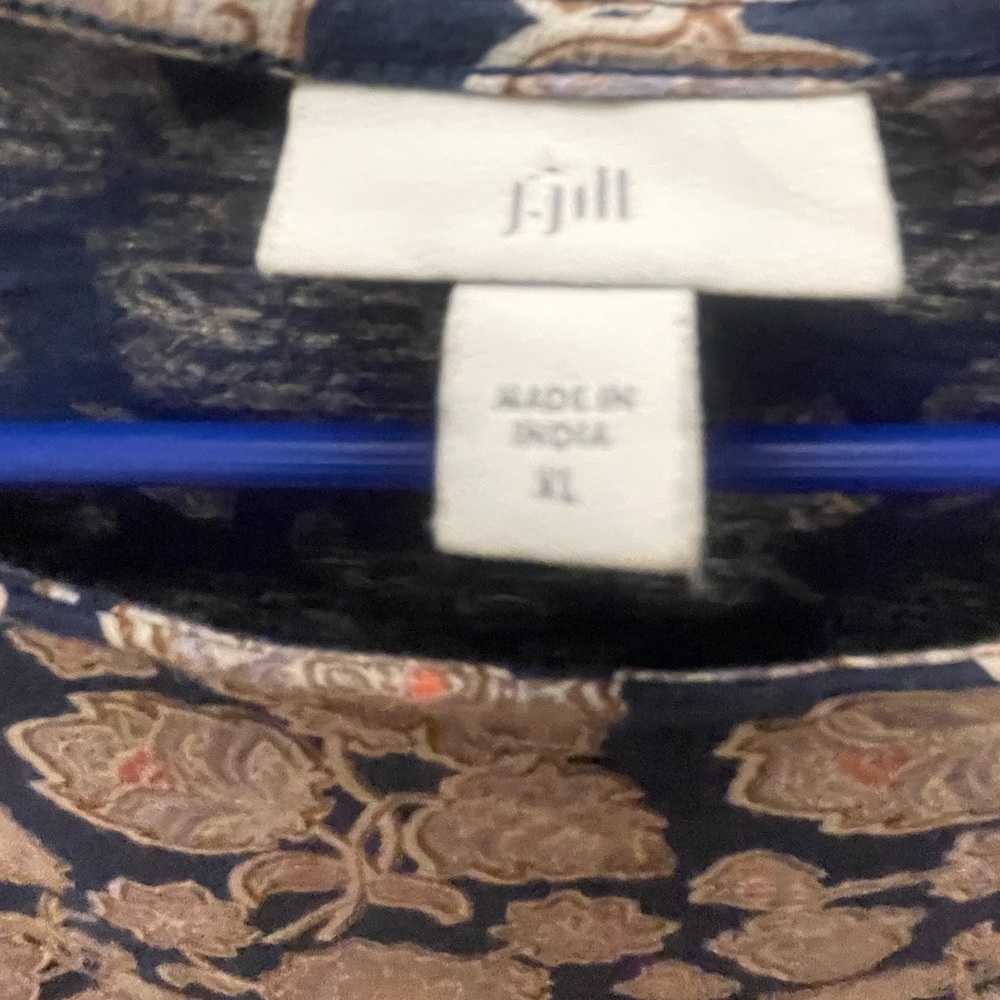 J. Jill Black and Tan Floral Mini Dress XL with pockets - Picture 2 of 6